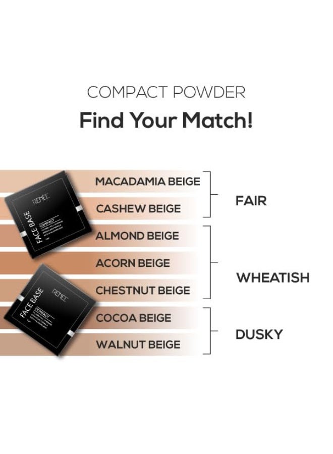 RENEE Face Base Compact Almond Beige l Lightweight, Matte Finish Pressed Powder | Smooth Blend, Even Coverage | Controls Excess Oil | Portable & Easy to Apply for Flawless Look l All Skin Types | 9 g - Image 4
